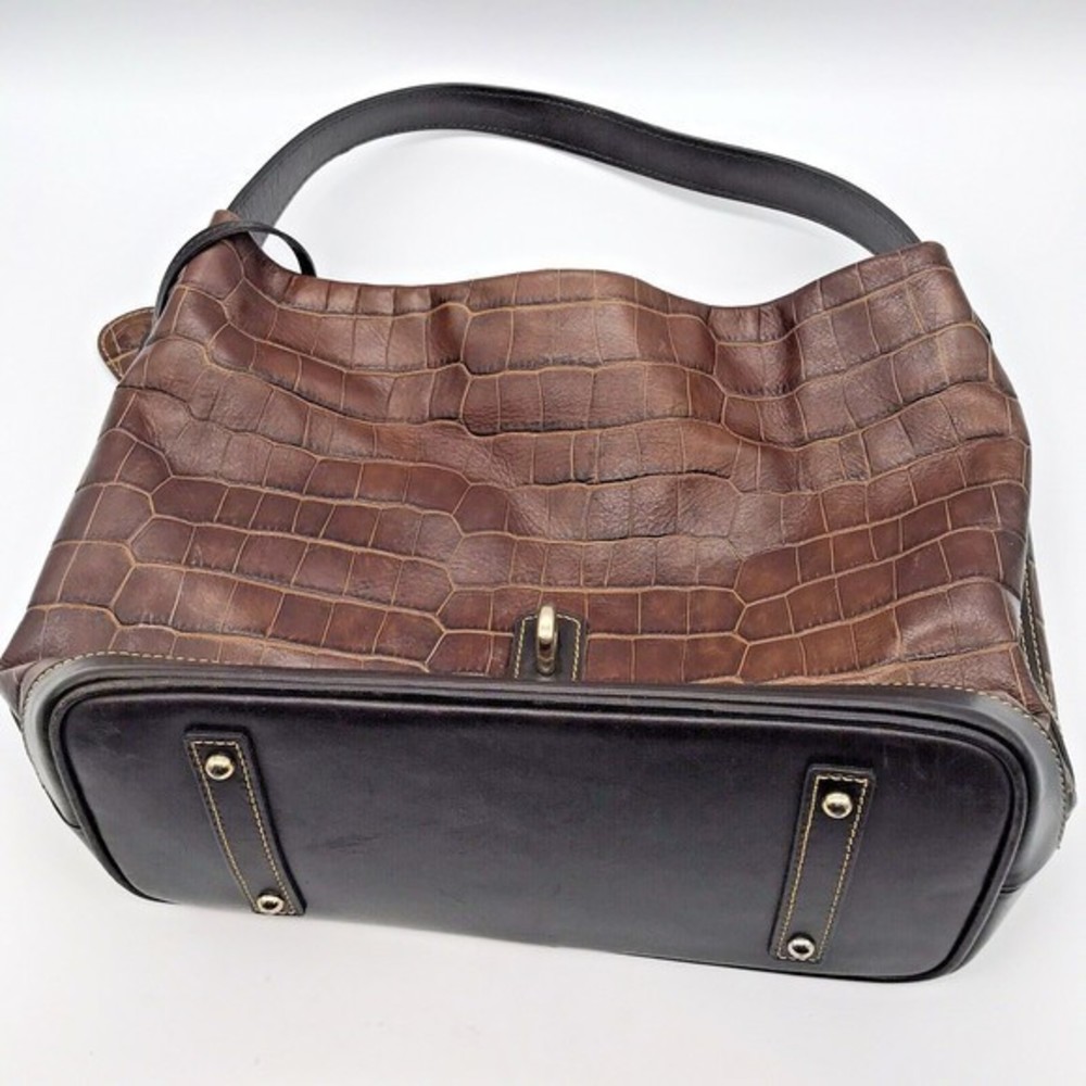 Dooney & Bourke Brown Croc-Embossed Shoulder Bag - Picture 6 of 11